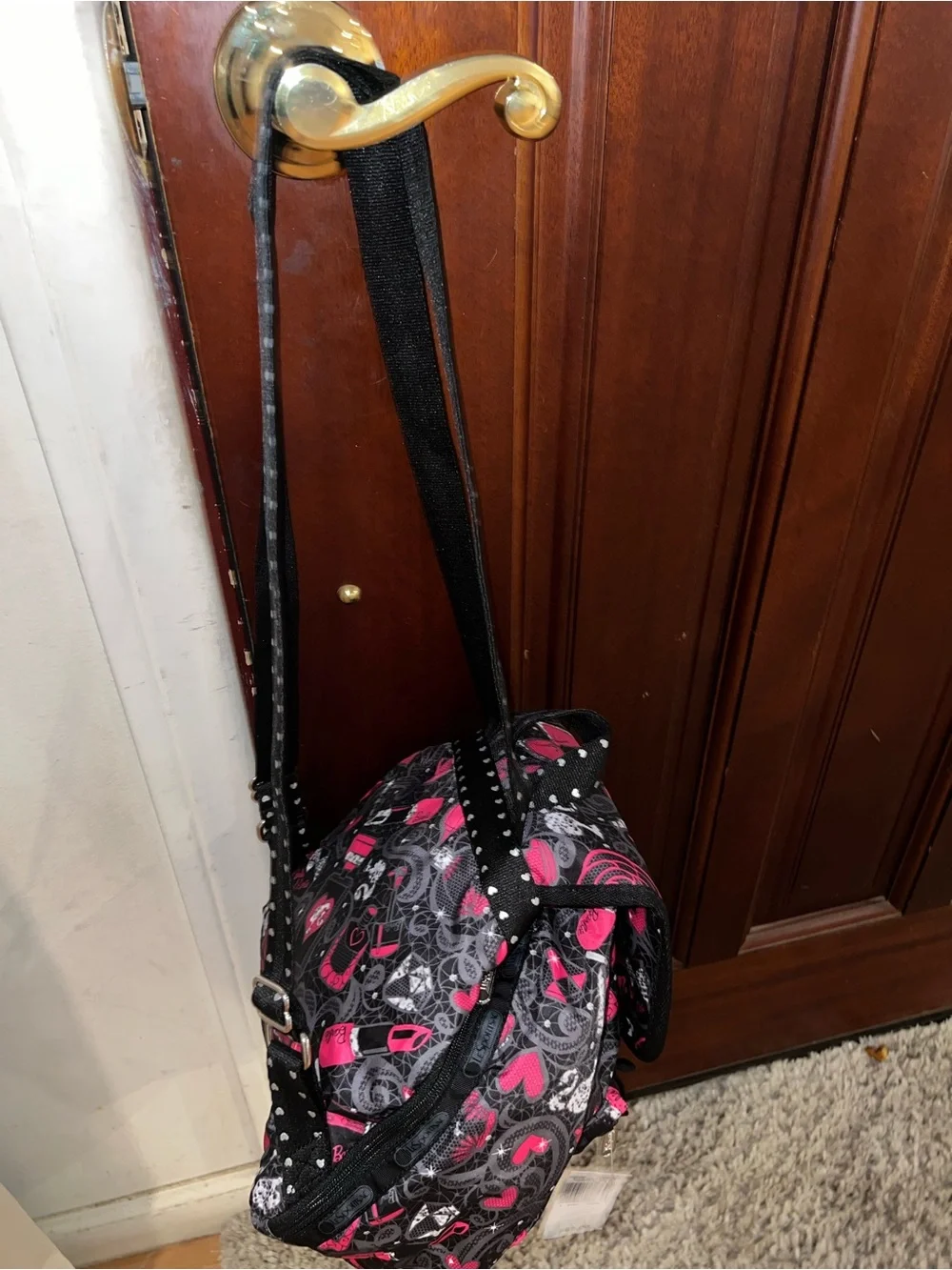 LeSportsac Pink & Black Patterned Women's Backpack artist edition (BARBIE)